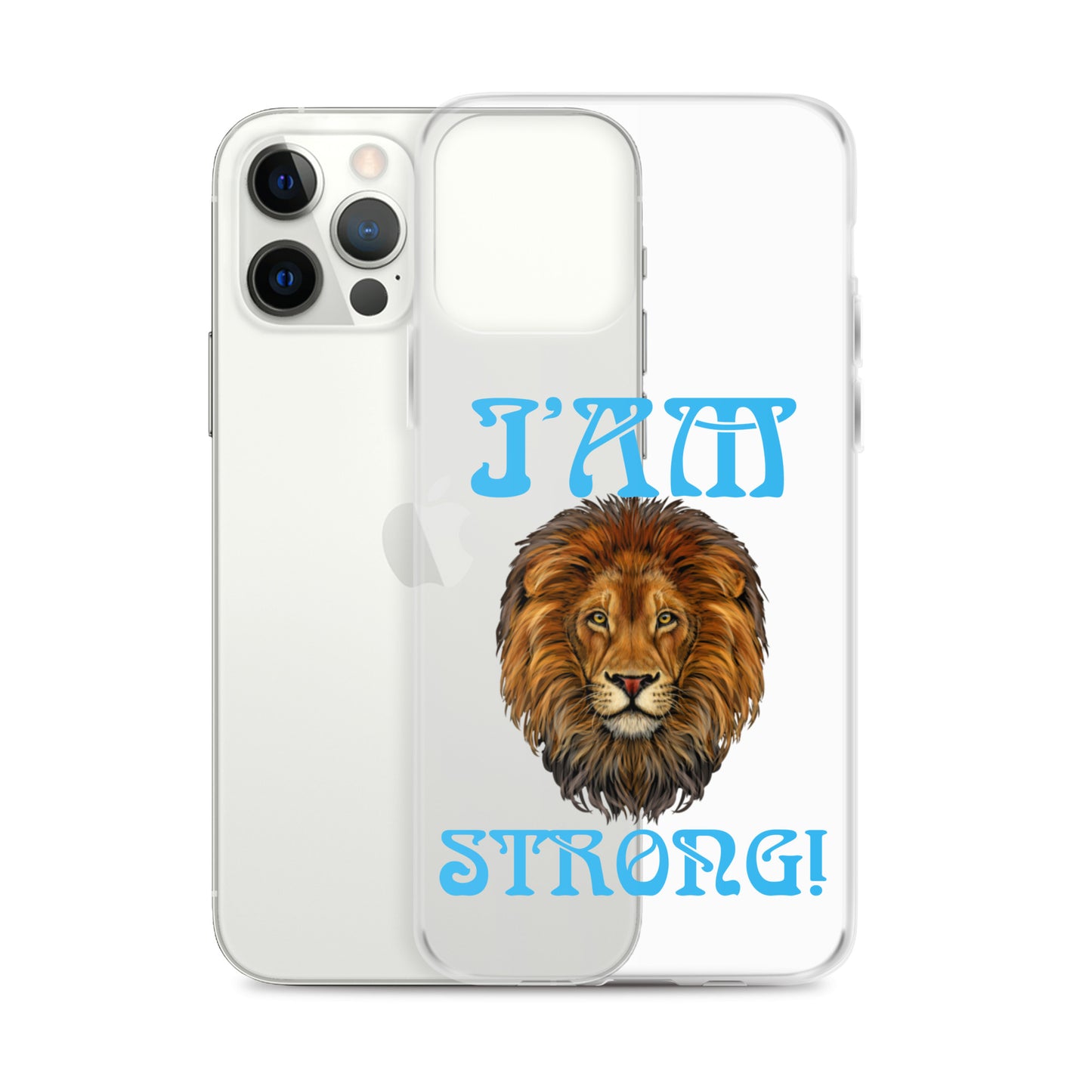 “I’AM STRONG!”Clear Case for iPhone® W/SkyBlue Font