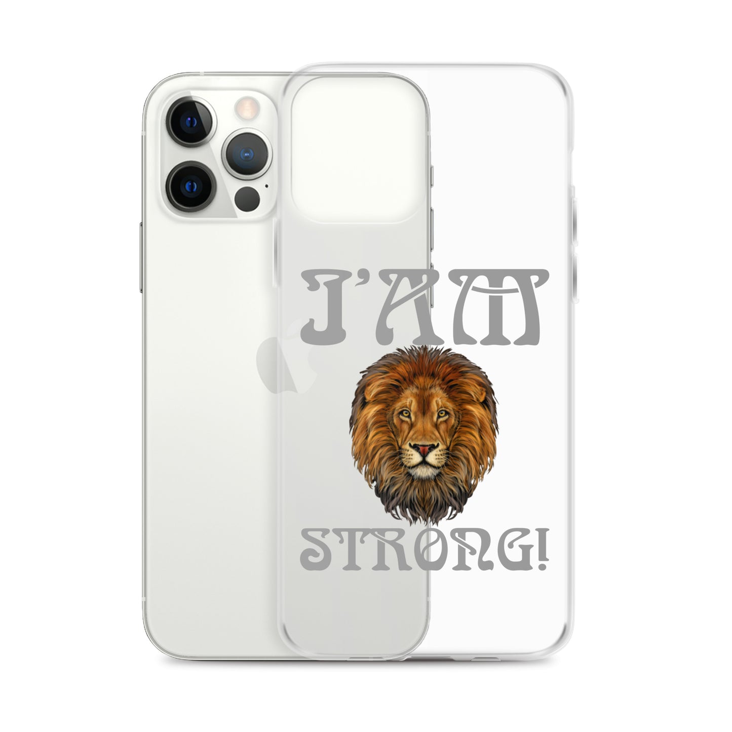 “I’AM STRONG!”Clear Case for iPhone® W/Grey Font