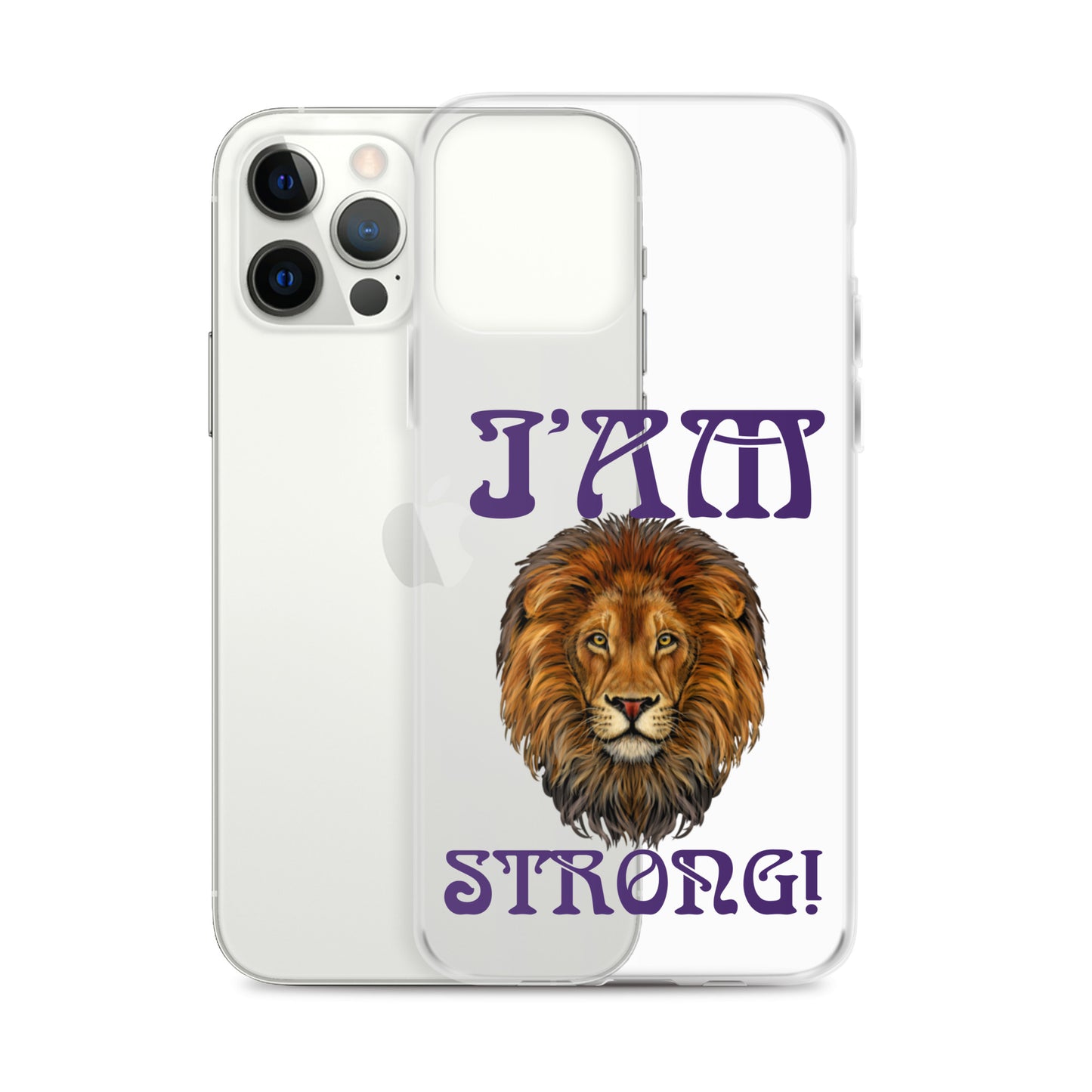 “I’AM STRONG!”Clear Case for iPhone® W/Purple Font