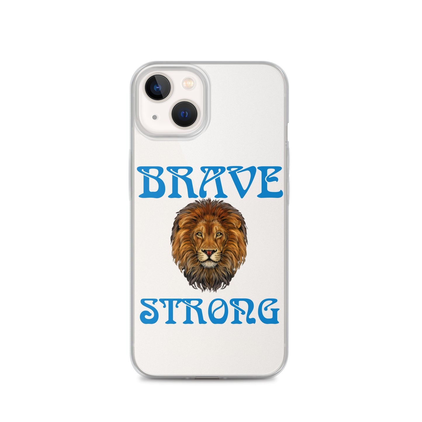 “BRAVE,STRONG”Clear Case for iPhone® W/Blue Font