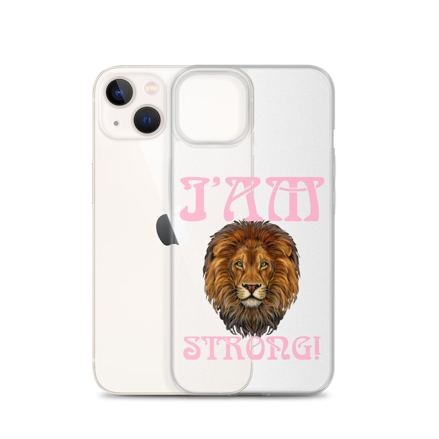 “I’AM STRONG!”Clear Case for iPhone® W/Cotton Candy Font