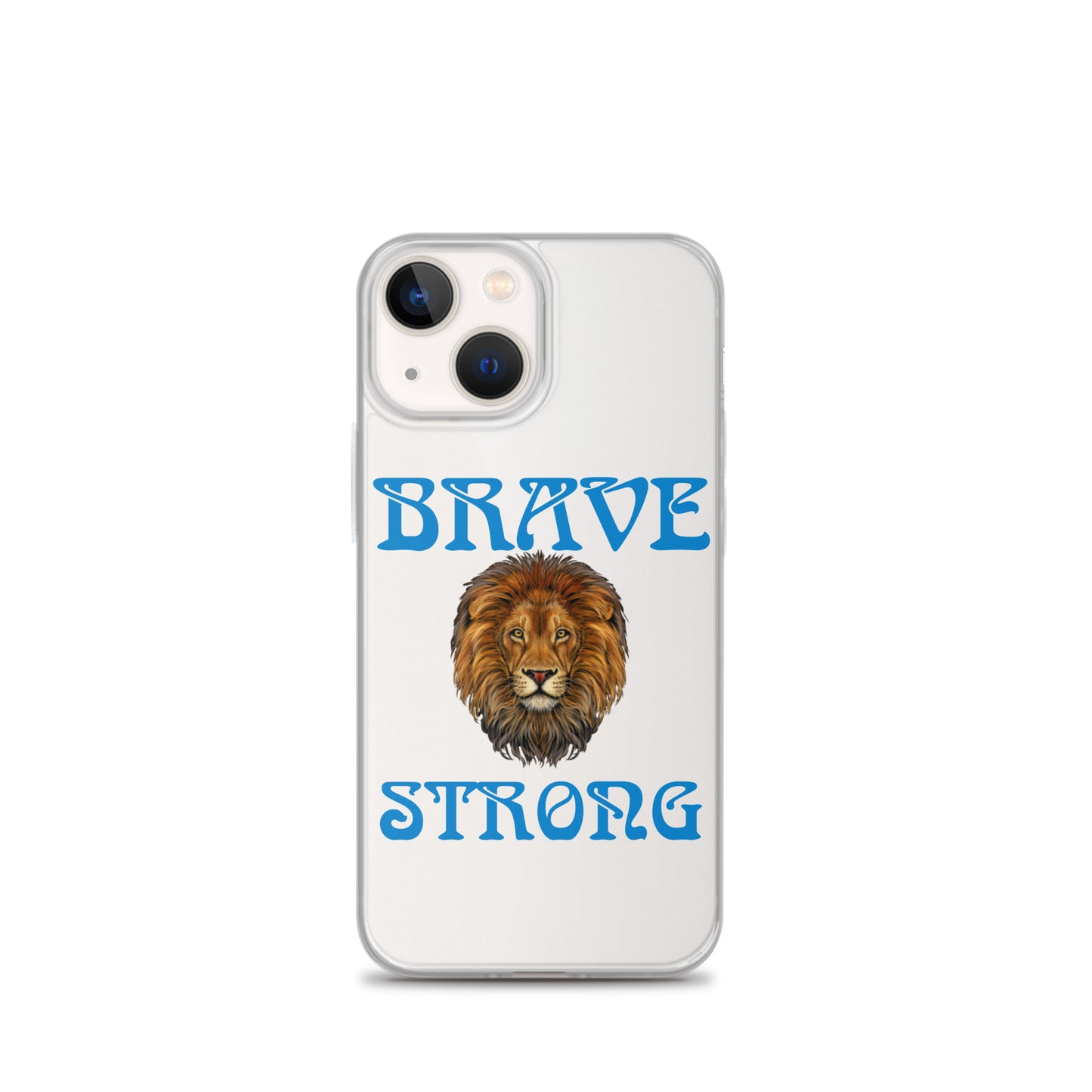 “BRAVE,STRONG”Clear Case for iPhone® W/Blue Font