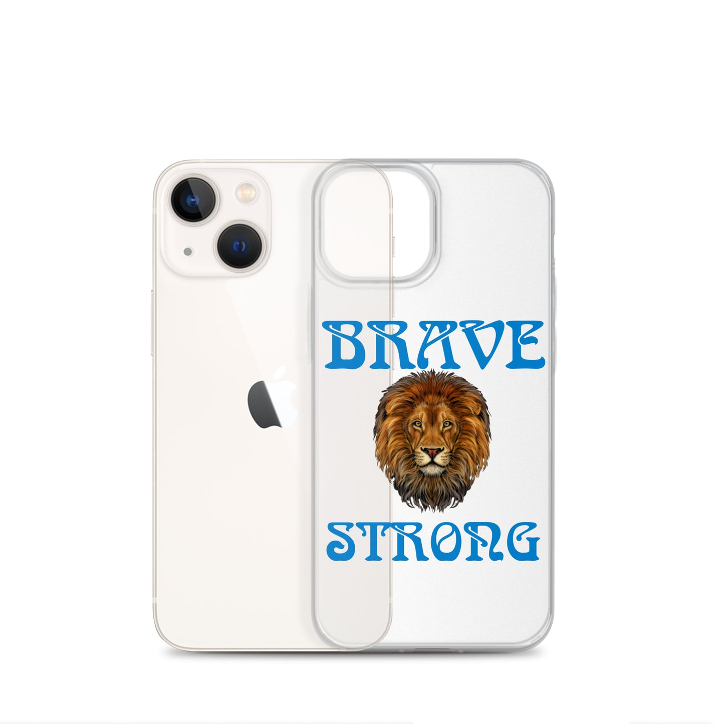 “BRAVE,STRONG”Clear Case for iPhone® W/Blue Font