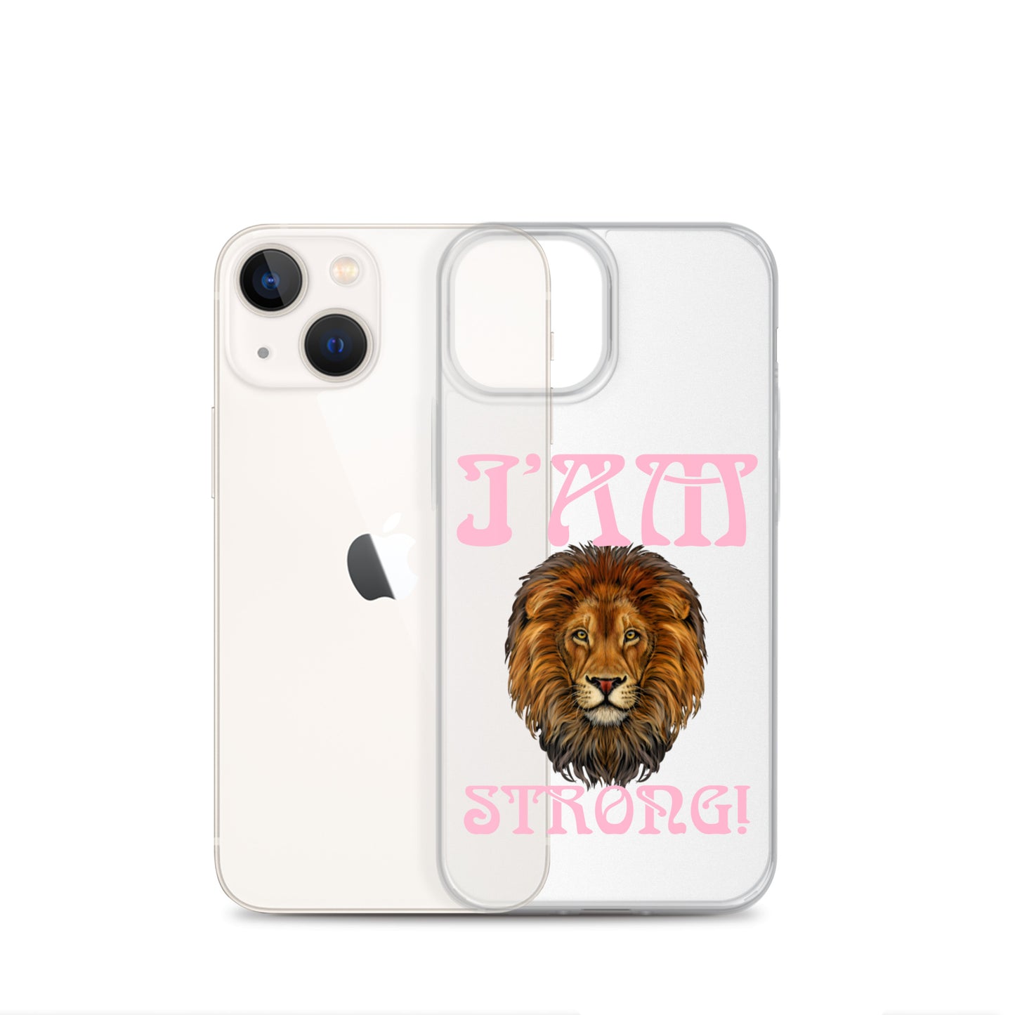 “I’AM STRONG!”Clear Case for iPhone® W/Cotton Candy Font