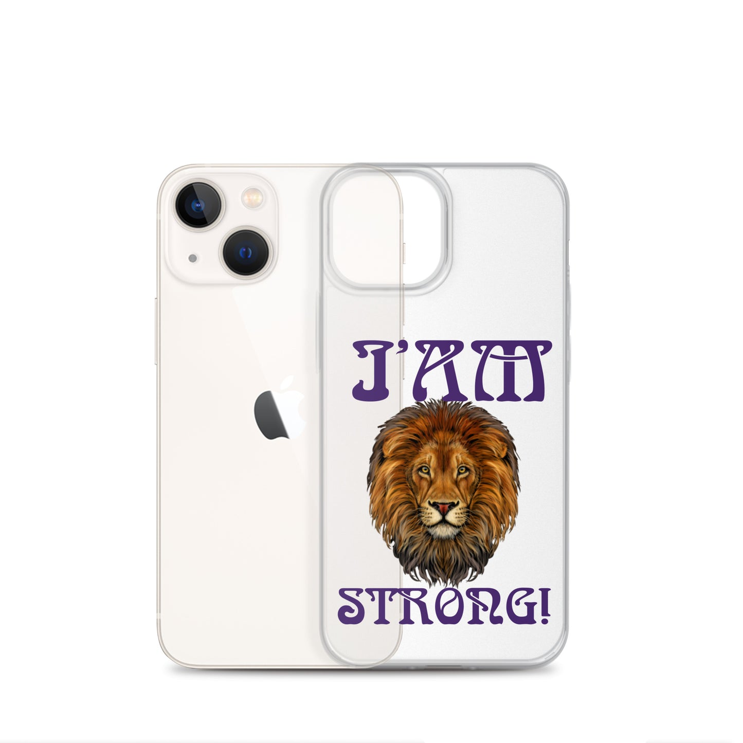 “I’AM STRONG!”Clear Case for iPhone® W/Purple Font