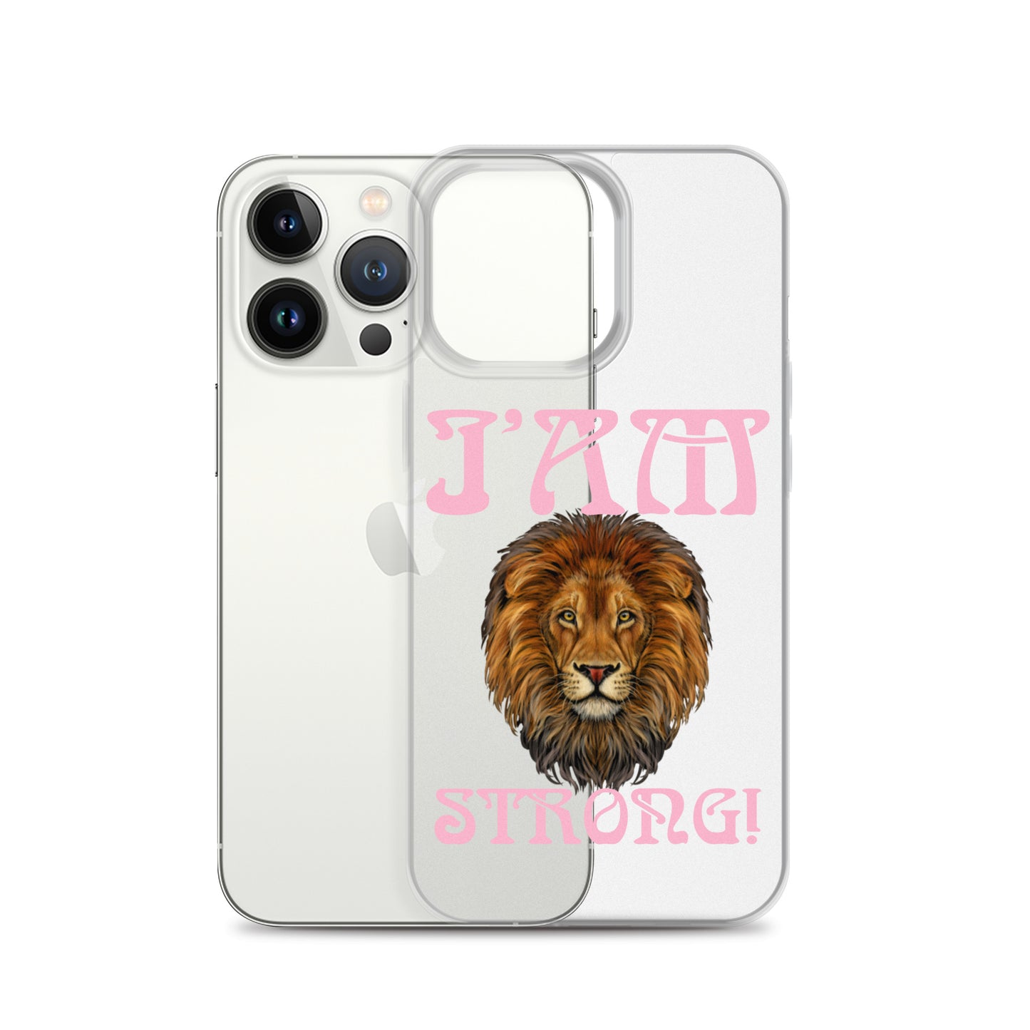 “I’AM STRONG!”Clear Case for iPhone® W/Cotton Candy Font