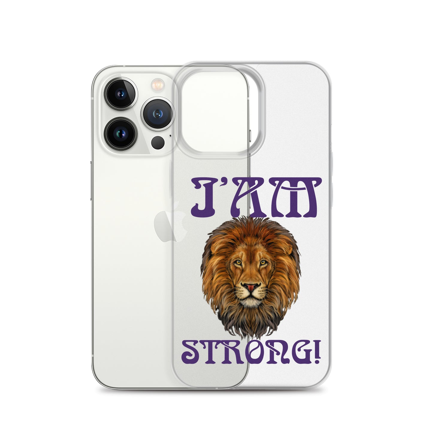 “I’AM STRONG!”Clear Case for iPhone® W/Purple Font