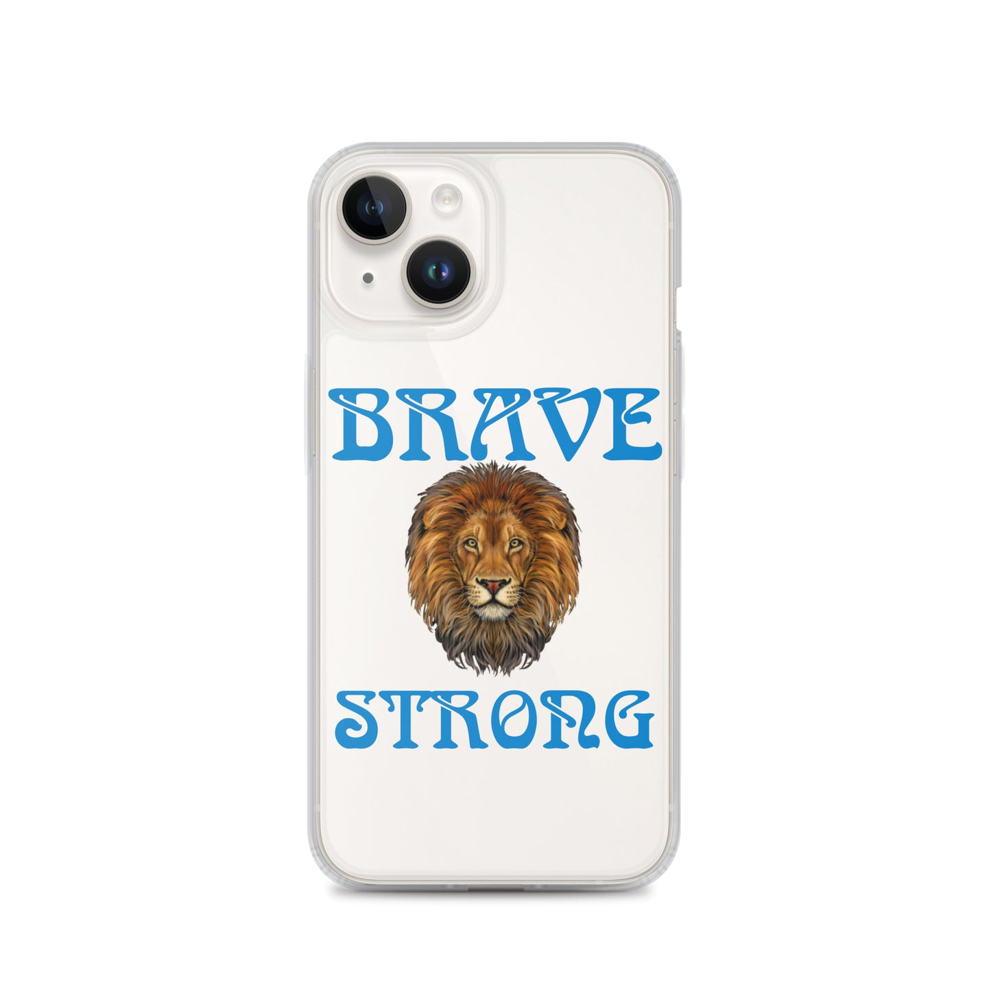 “BRAVE,STRONG”Clear Case for iPhone® W/Blue Font