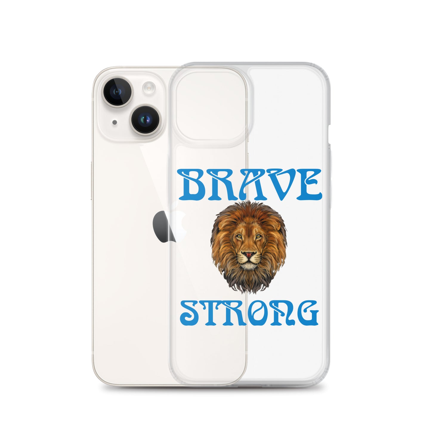 “BRAVE,STRONG”Clear Case for iPhone® W/Blue Font