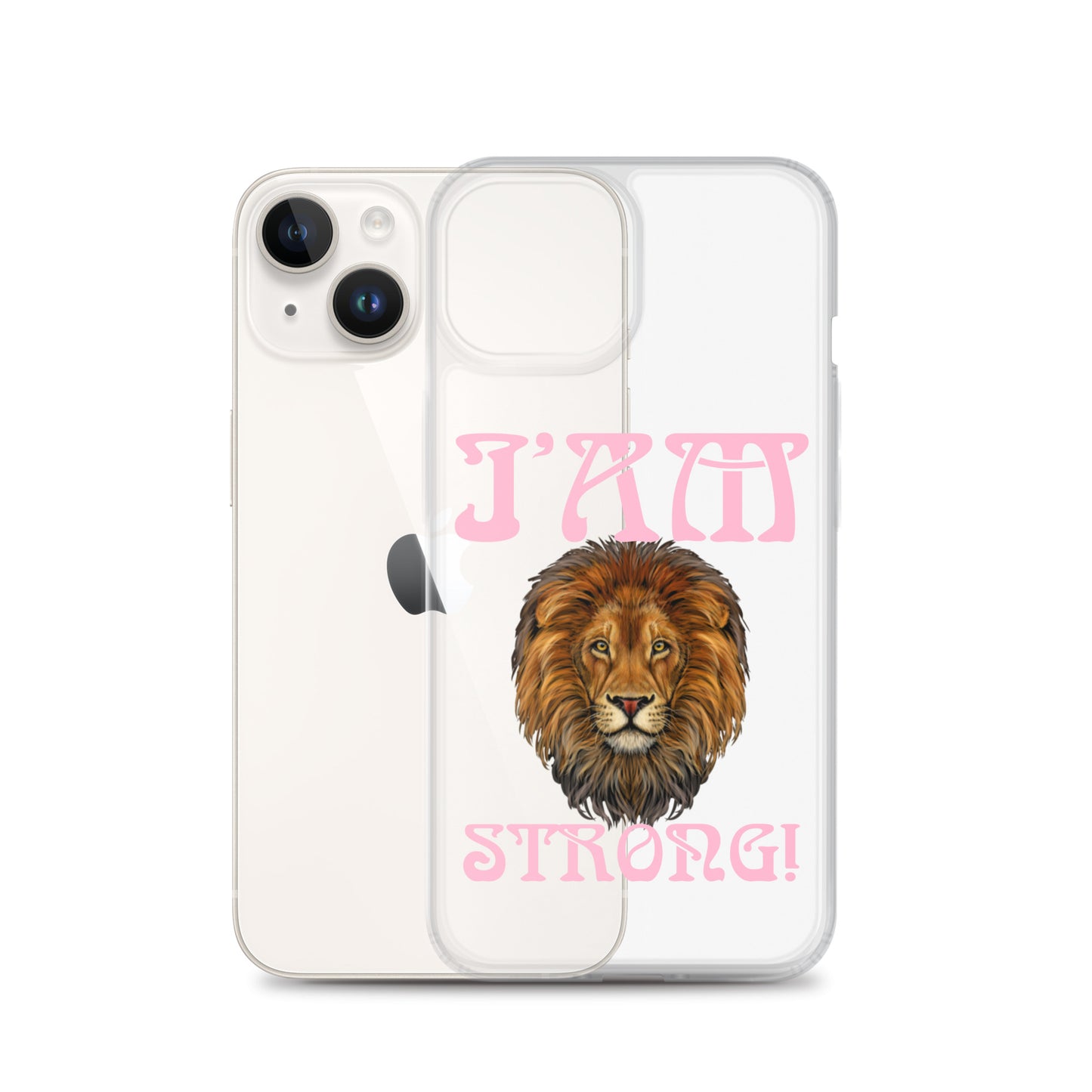 “I’AM STRONG!”Clear Case for iPhone® W/Cotton Candy Font