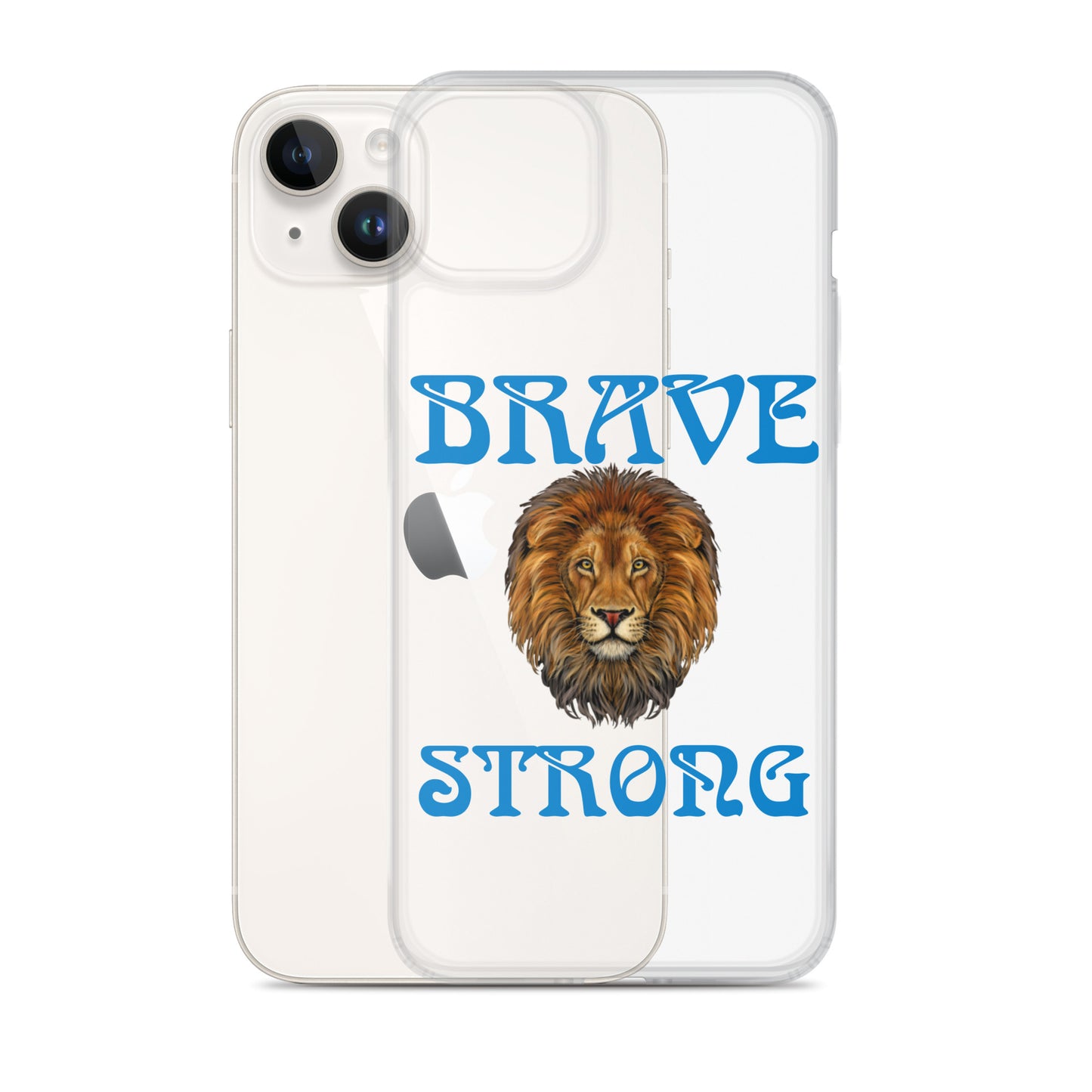 “BRAVE,STRONG”Clear Case for iPhone® W/Blue Font