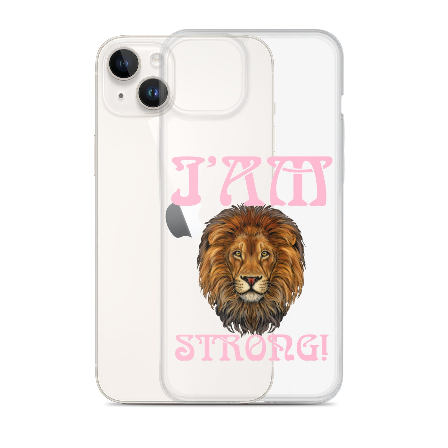 “I’AM STRONG!”Clear Case for iPhone® W/Cotton Candy Font