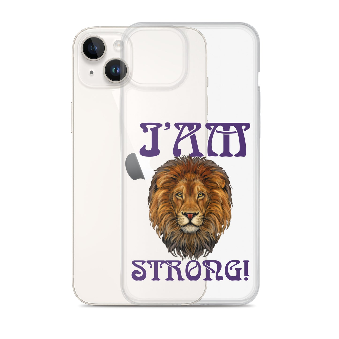 “I’AM STRONG!”Clear Case for iPhone® W/Purple Font