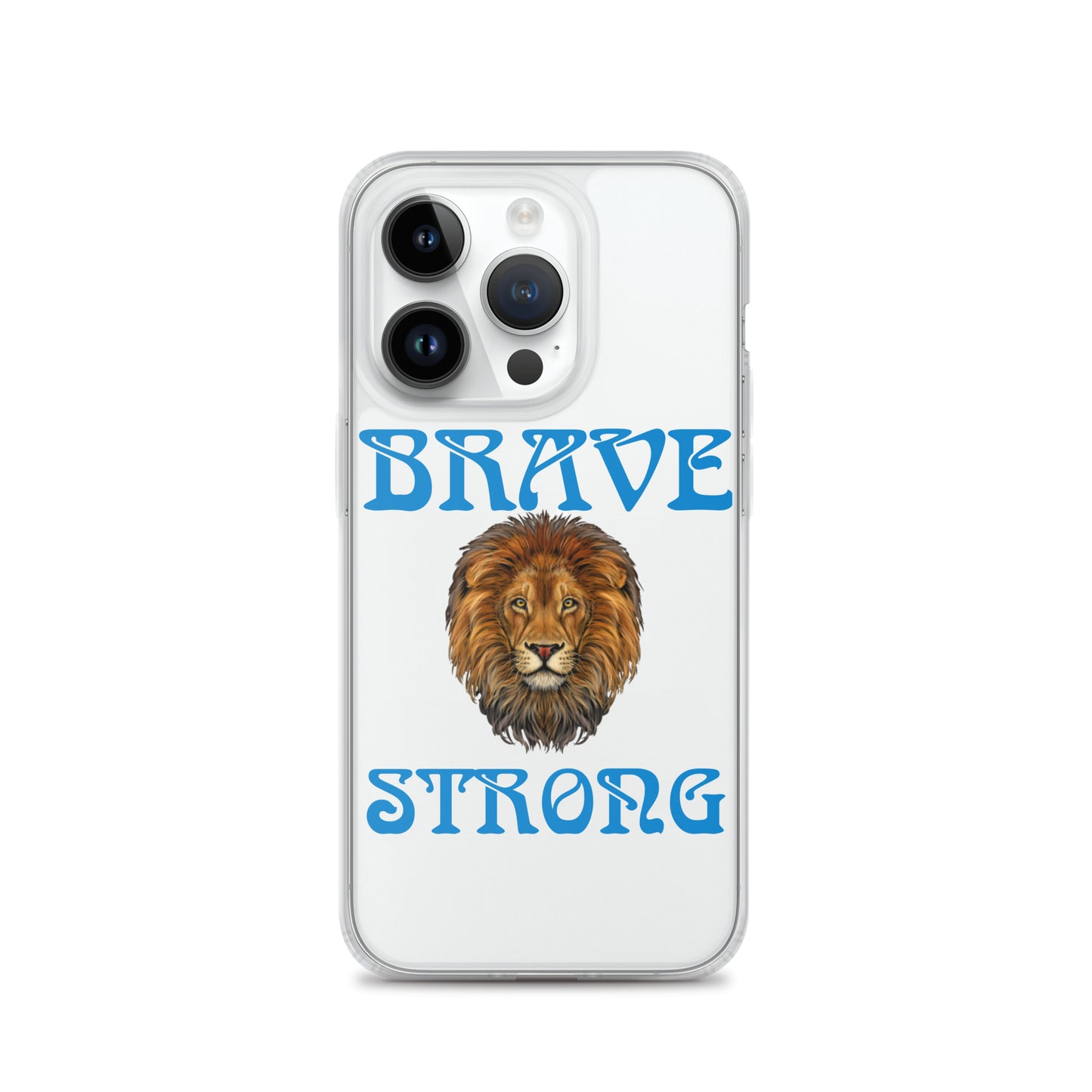 “BRAVE,STRONG”Clear Case for iPhone® W/Blue Font