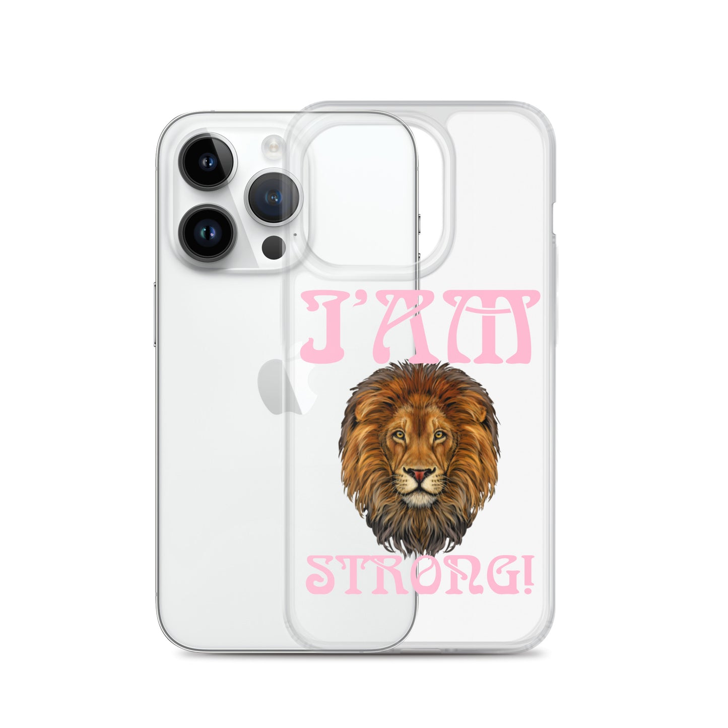 “I’AM STRONG!”Clear Case for iPhone® W/Cotton Candy Font