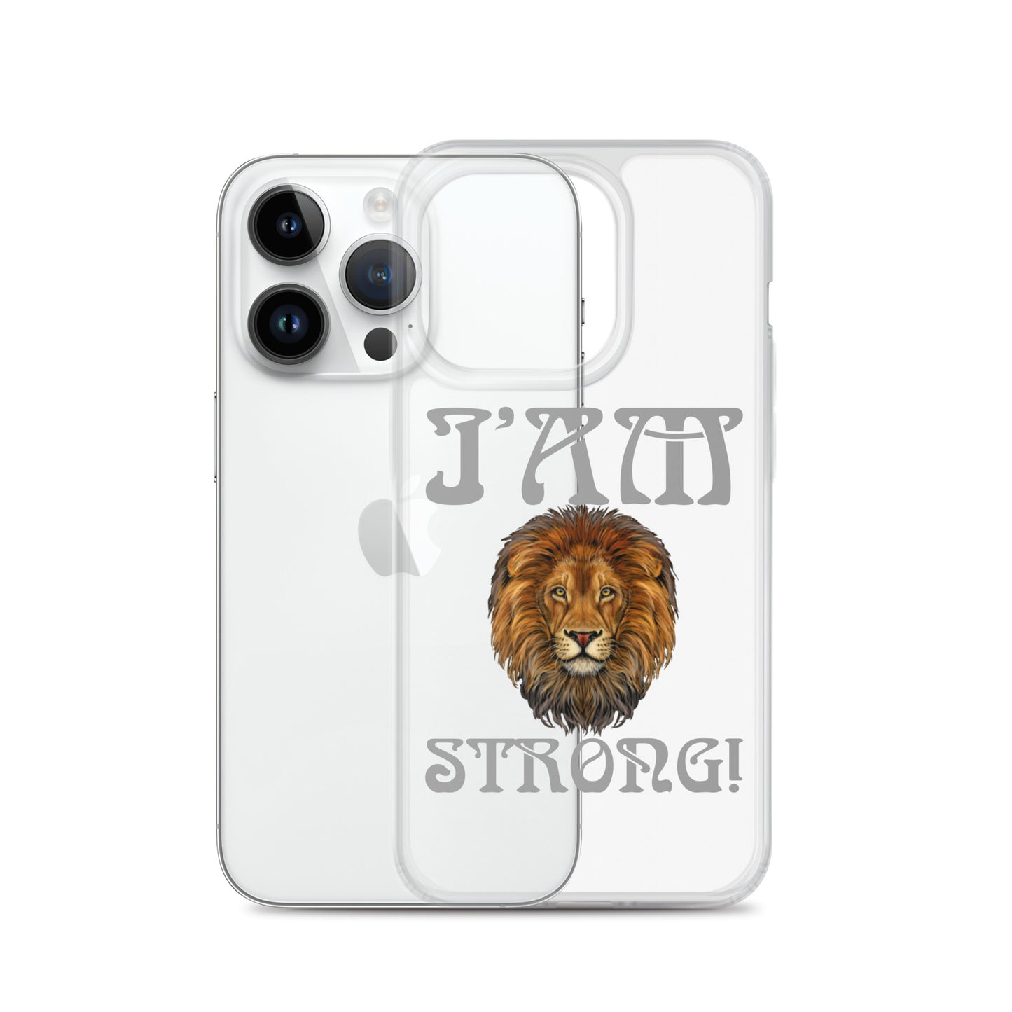 “I’AM STRONG!”Clear Case for iPhone® W/Grey Font