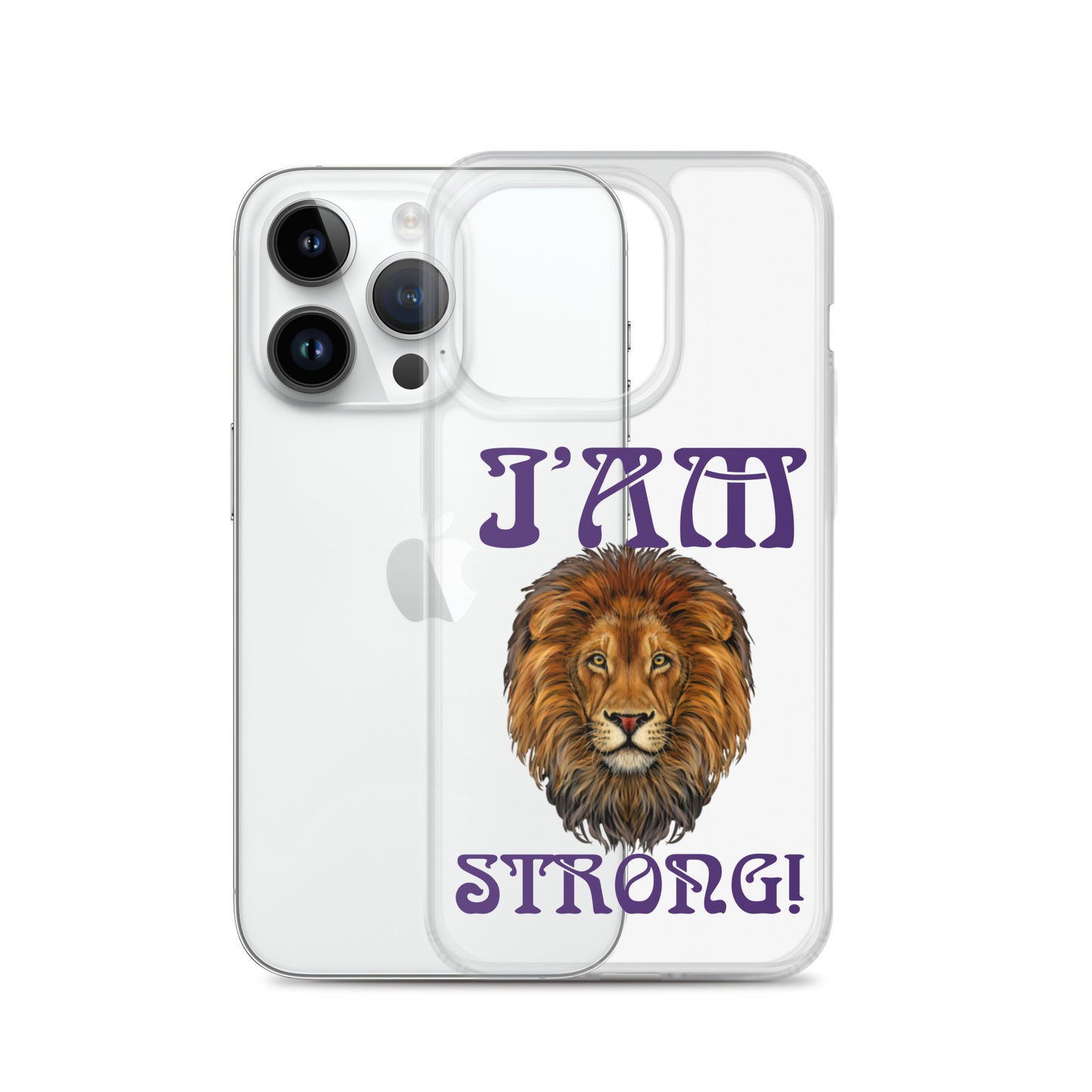 “I’AM STRONG!”Clear Case for iPhone® W/Purple Font