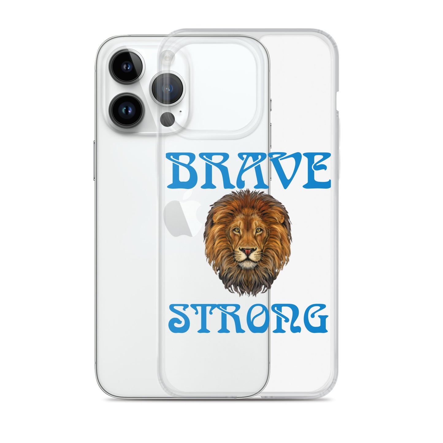 “BRAVE,STRONG”Clear Case for iPhone® W/Blue Font