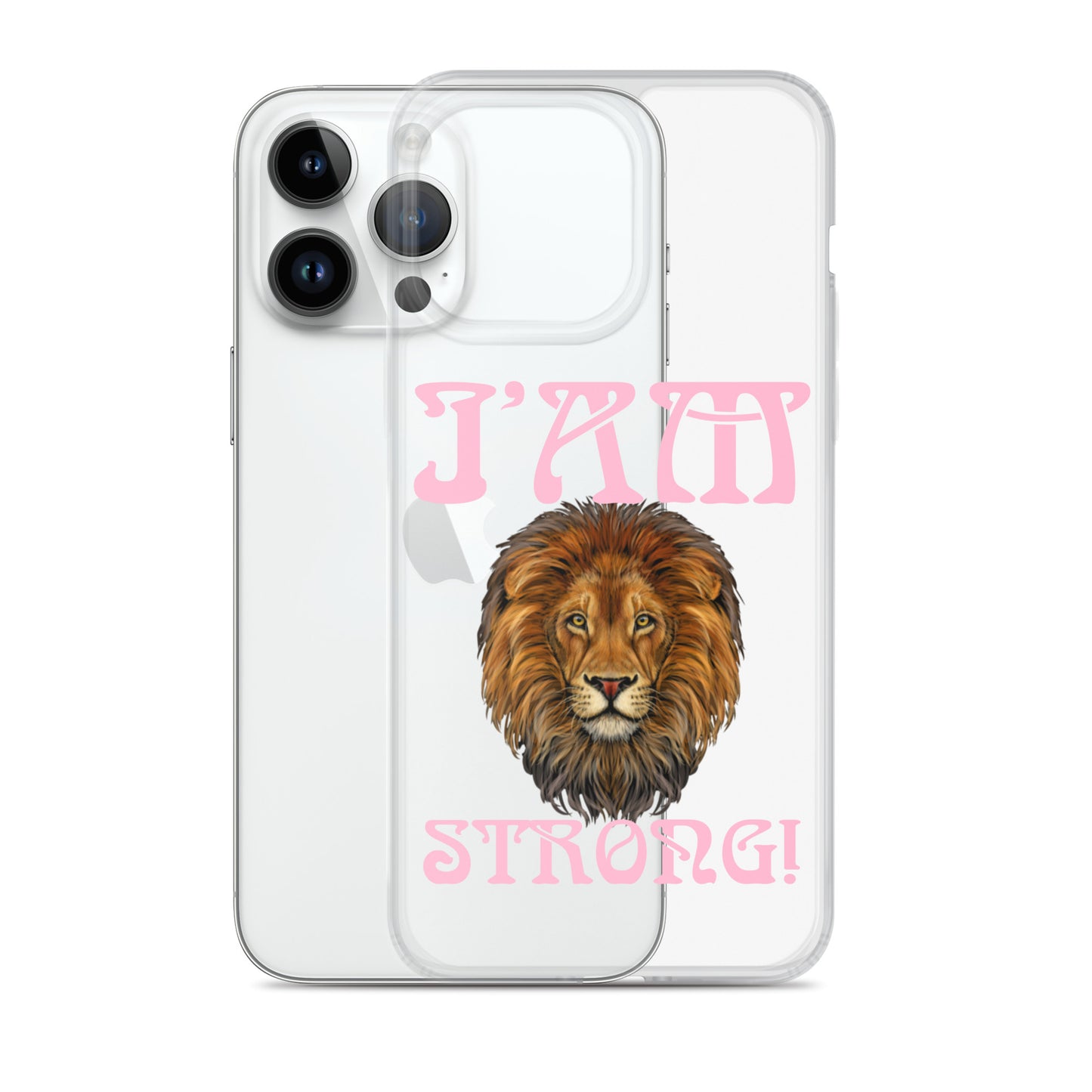 “I’AM STRONG!”Clear Case for iPhone® W/Cotton Candy Font