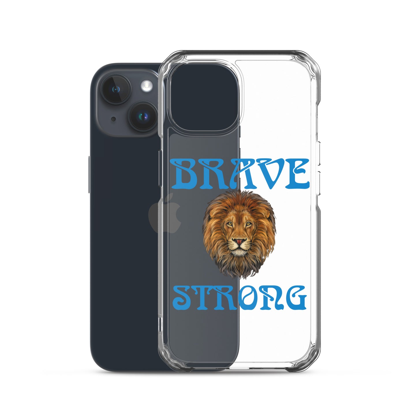 “BRAVE,STRONG”Clear Case for iPhone® W/Blue Font