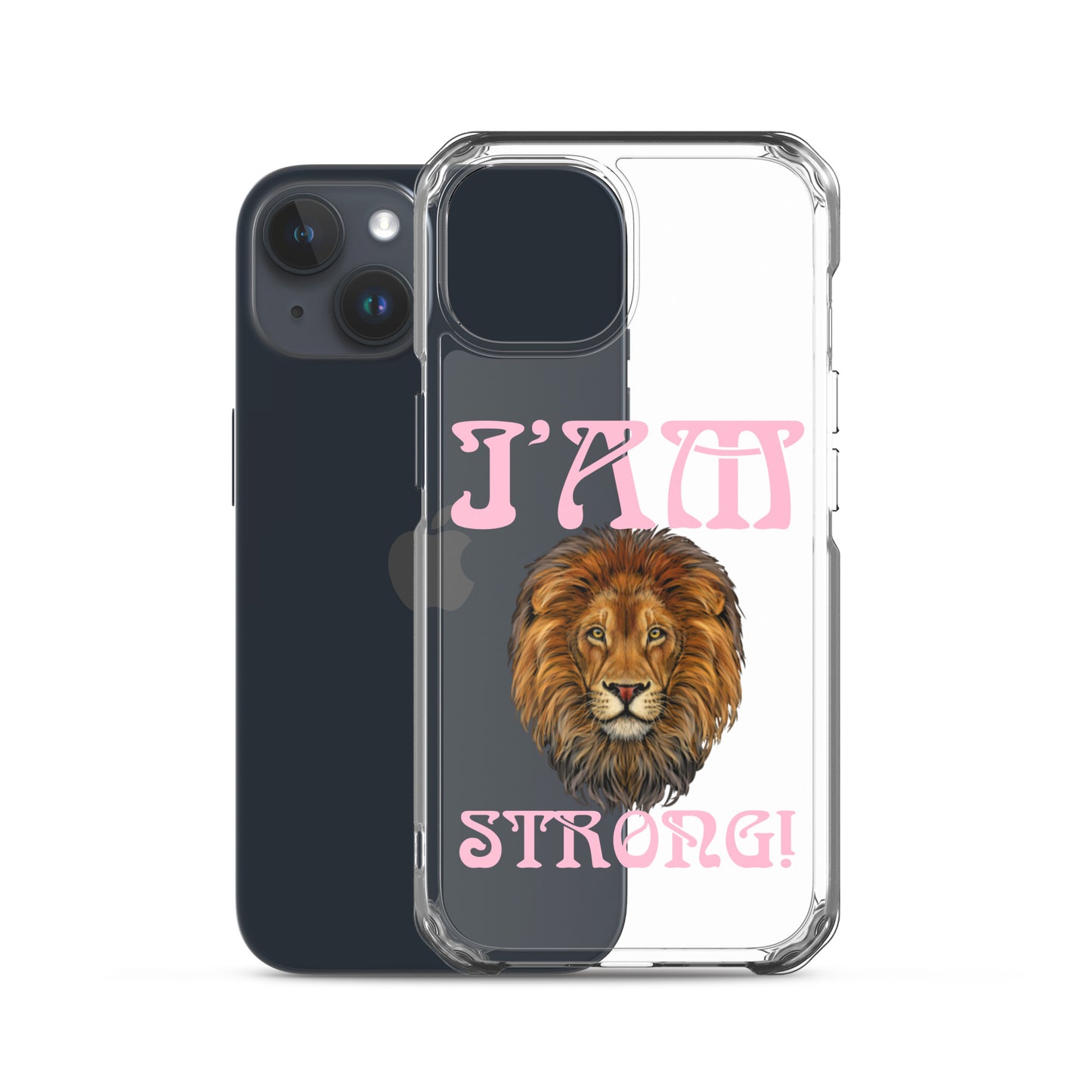 “I’AM STRONG!”Clear Case for iPhone® W/Cotton Candy Font