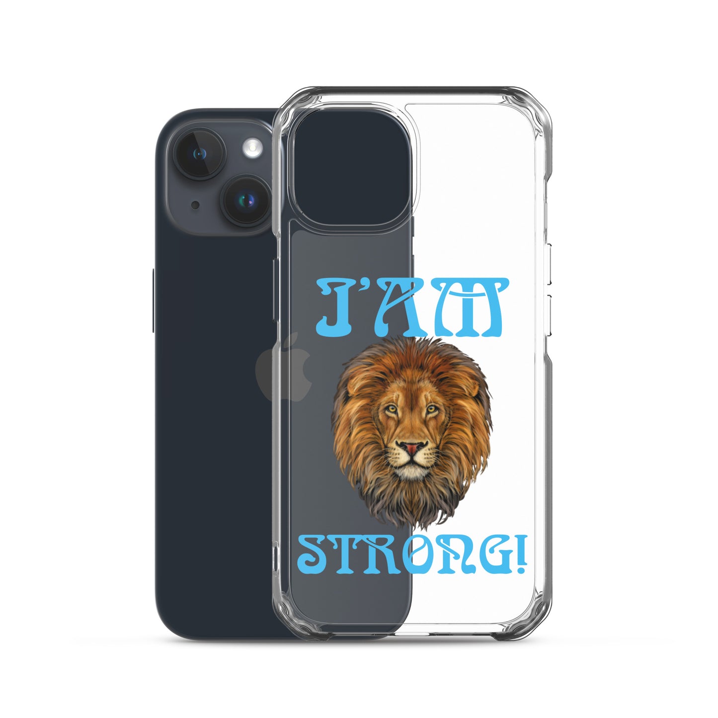 “I’AM STRONG!”Clear Case for iPhone® W/SkyBlue Font