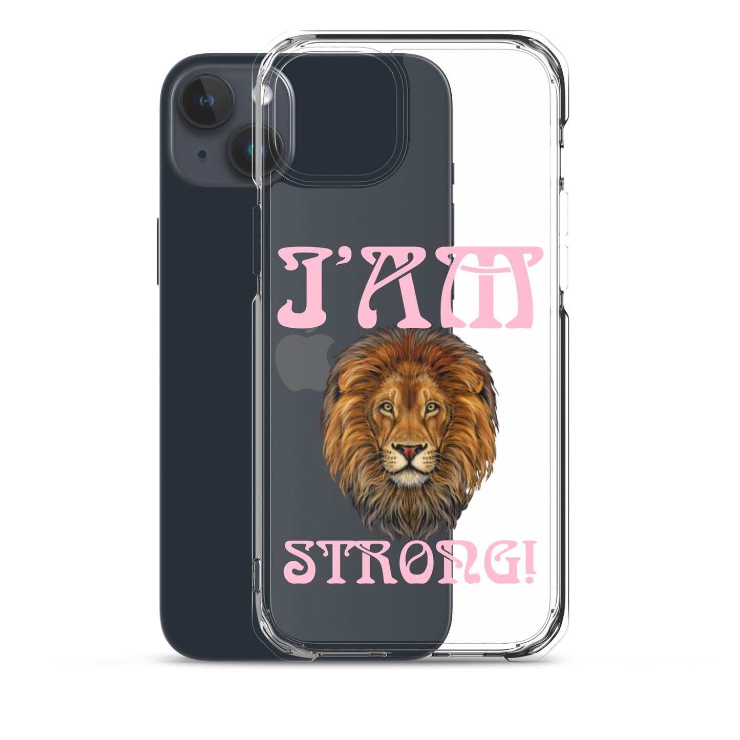 “I’AM STRONG!”Clear Case for iPhone® W/Cotton Candy Font