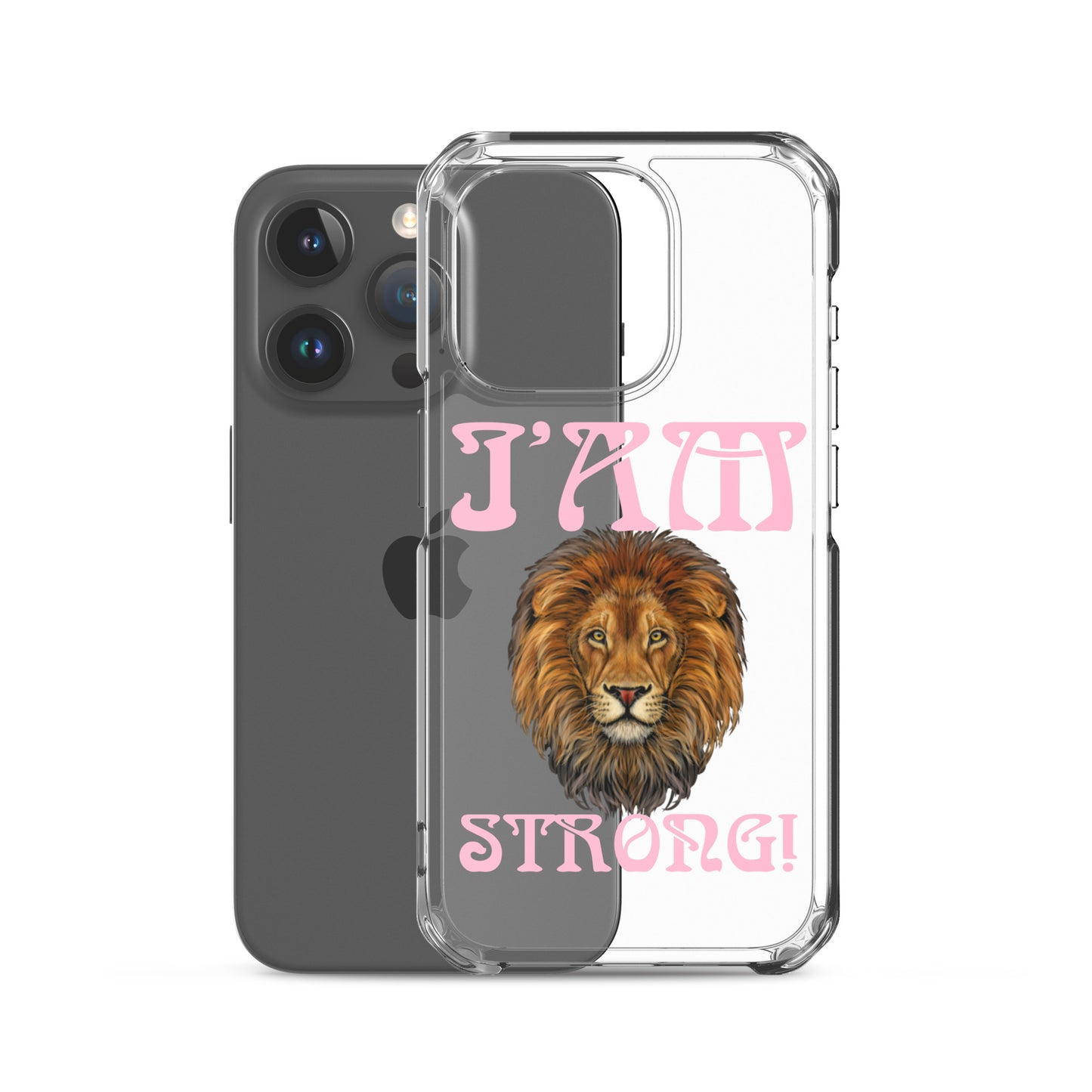 “I’AM STRONG!”Clear Case for iPhone® W/Cotton Candy Font