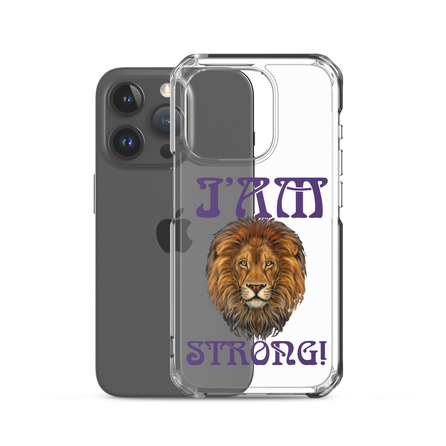 “I’AM STRONG!”Clear Case for iPhone® W/Purple Font