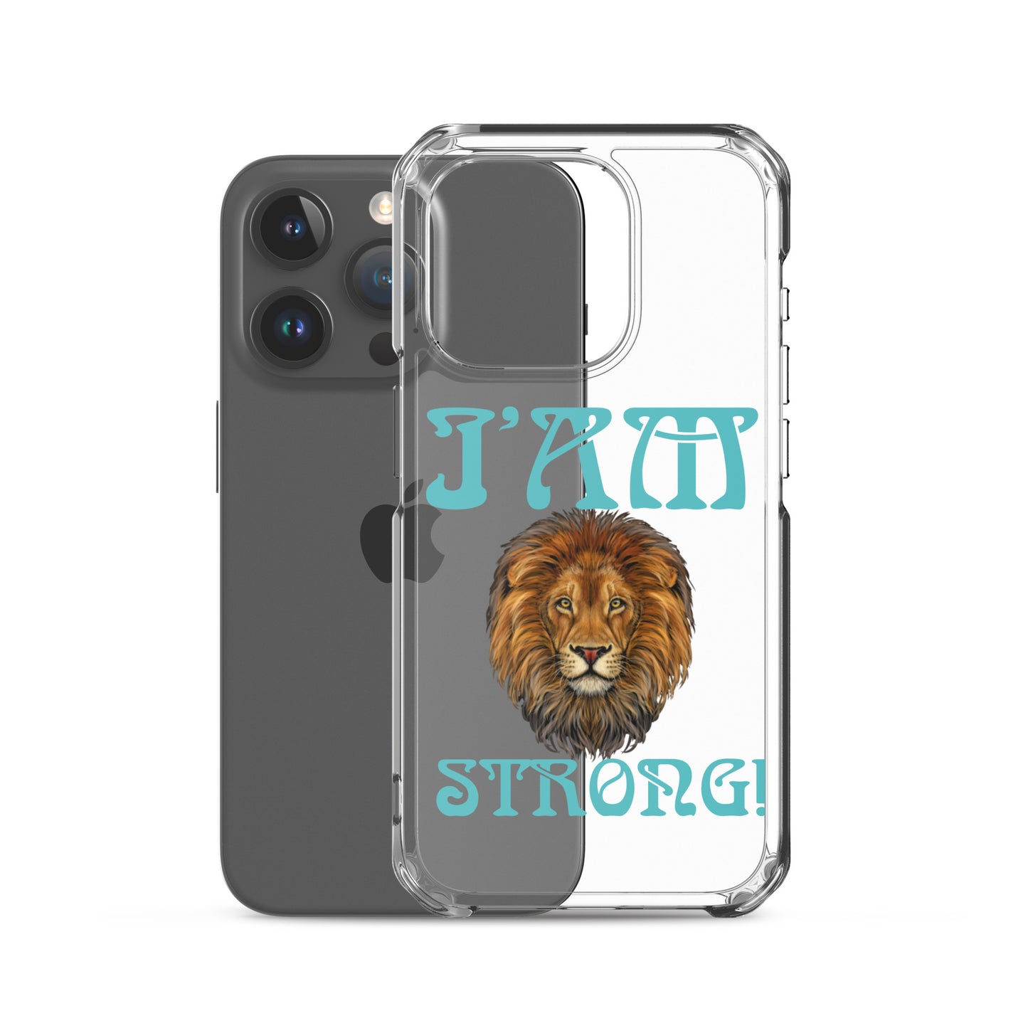 “I’AM STRONG!”Clear Case for iPhone® W/Mint Font