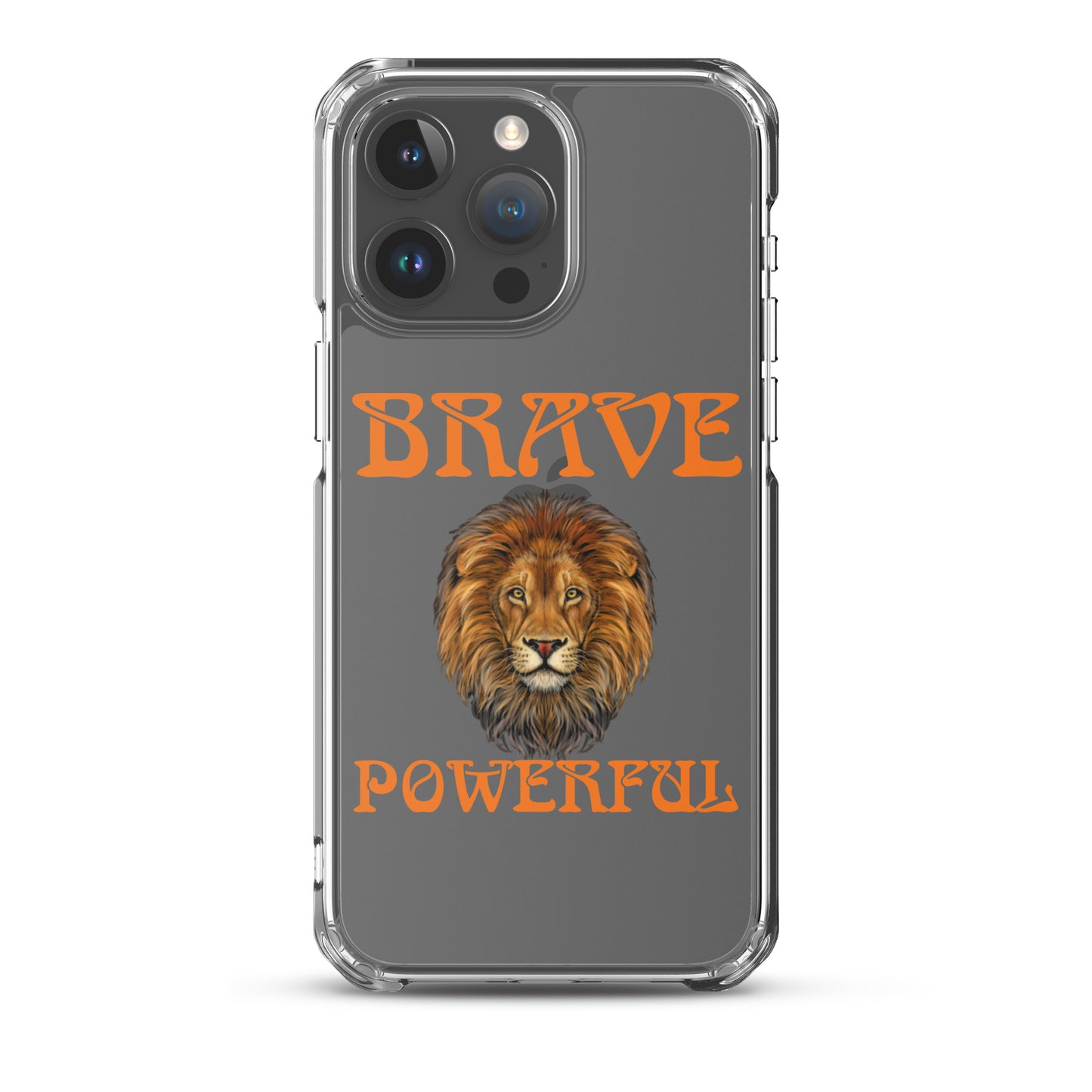 “BRAVE,POWERFUL”Clear Case for iPhone® W/Orange Font