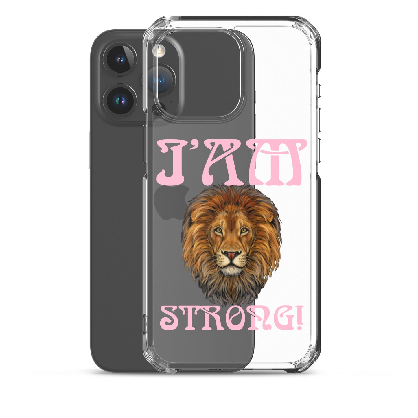 “I’AM STRONG!”Clear Case for iPhone® W/Cotton Candy Font