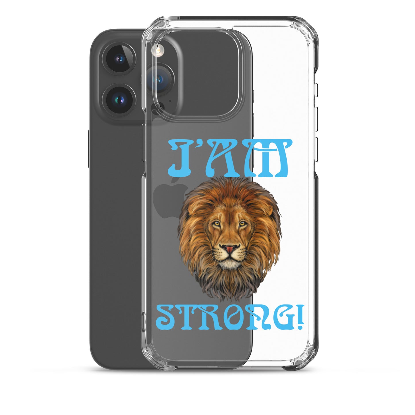 “I’AM STRONG!”Clear Case for iPhone® W/SkyBlue Font