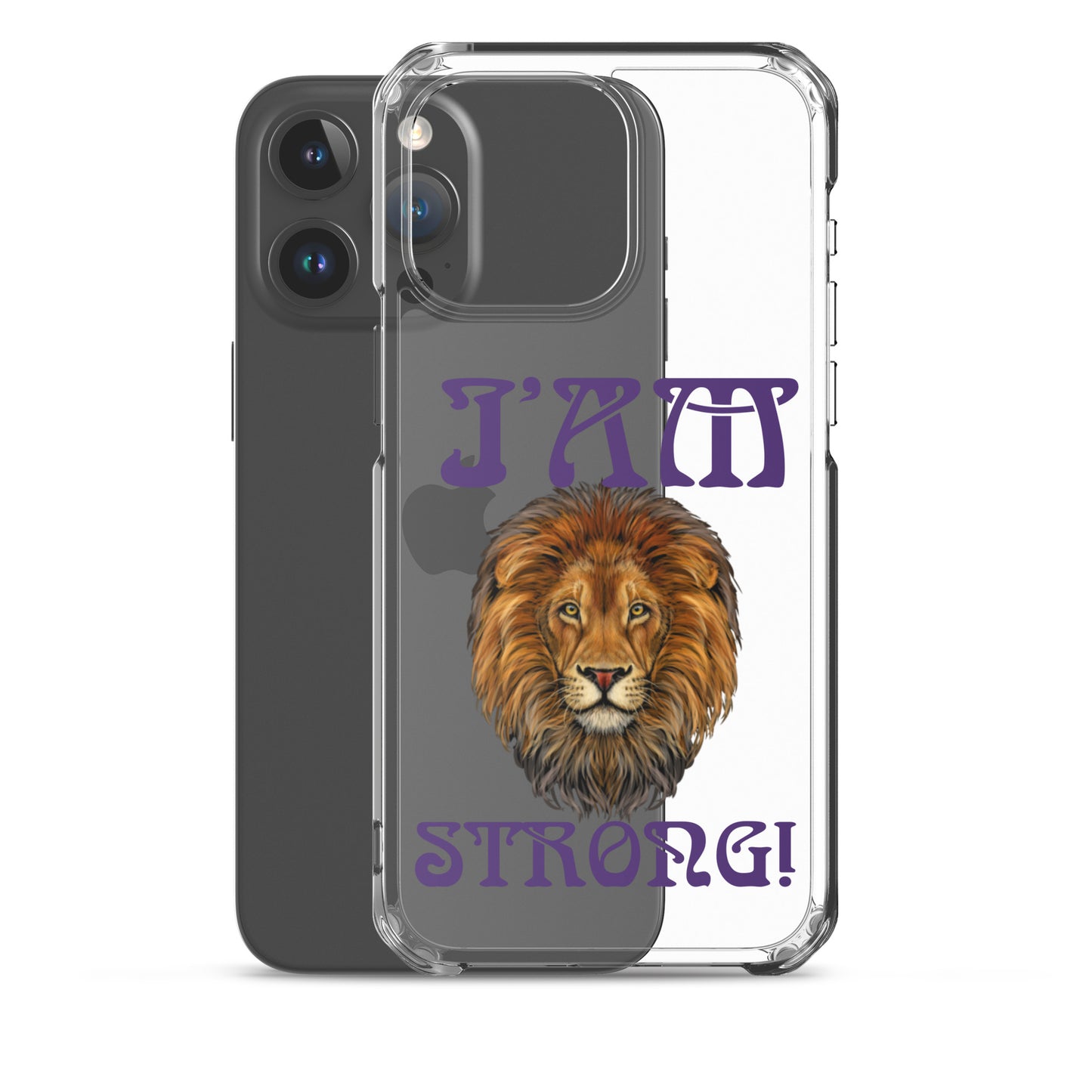 “I’AM STRONG!”Clear Case for iPhone® W/Purple Font