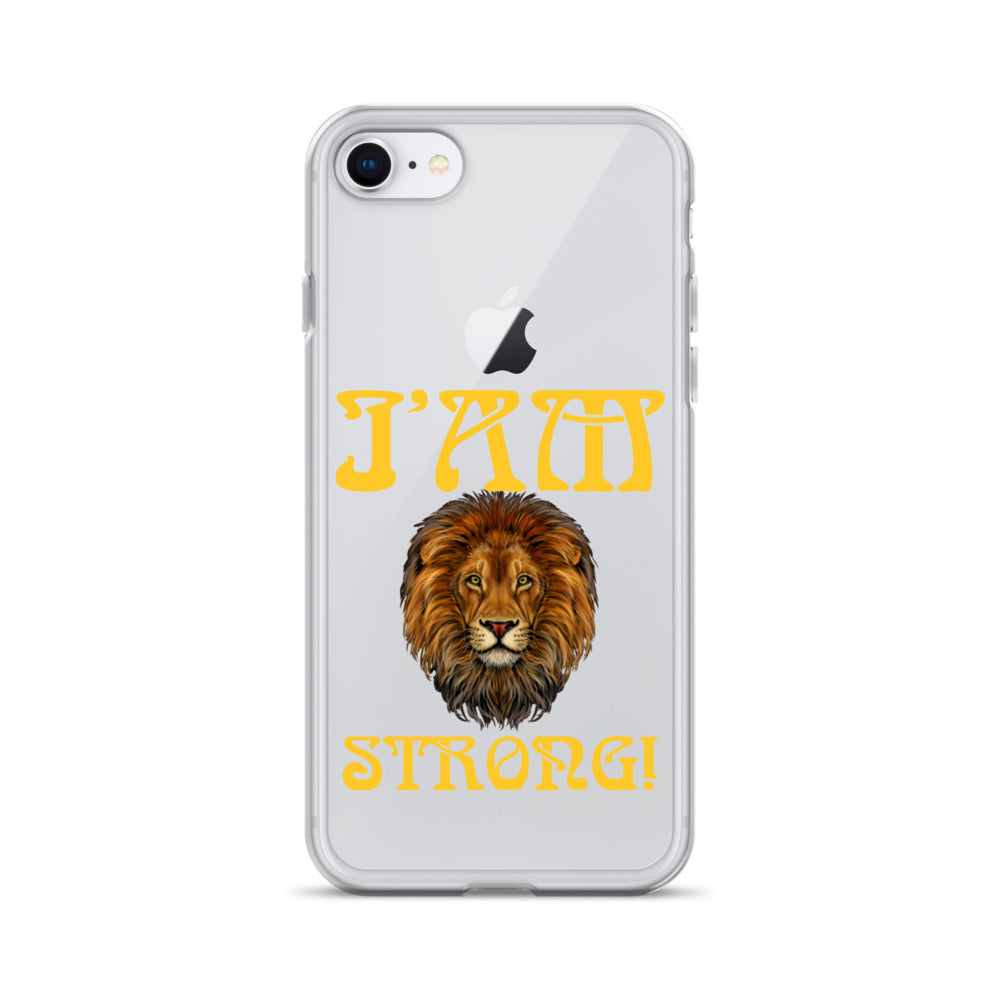 “I’AM STRONG!”Clear Case for iPhone® W/Yellow Font