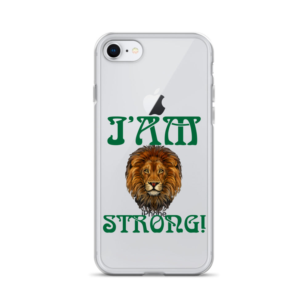 “I’AM STRONG!”Clear Case for iPhone® W/Green Font