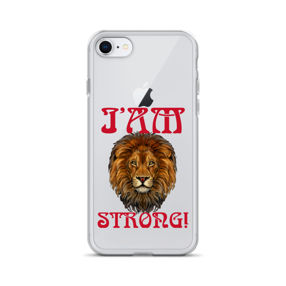 “I’AM STRONG!”Clear Case for iPhone® W/Red Font