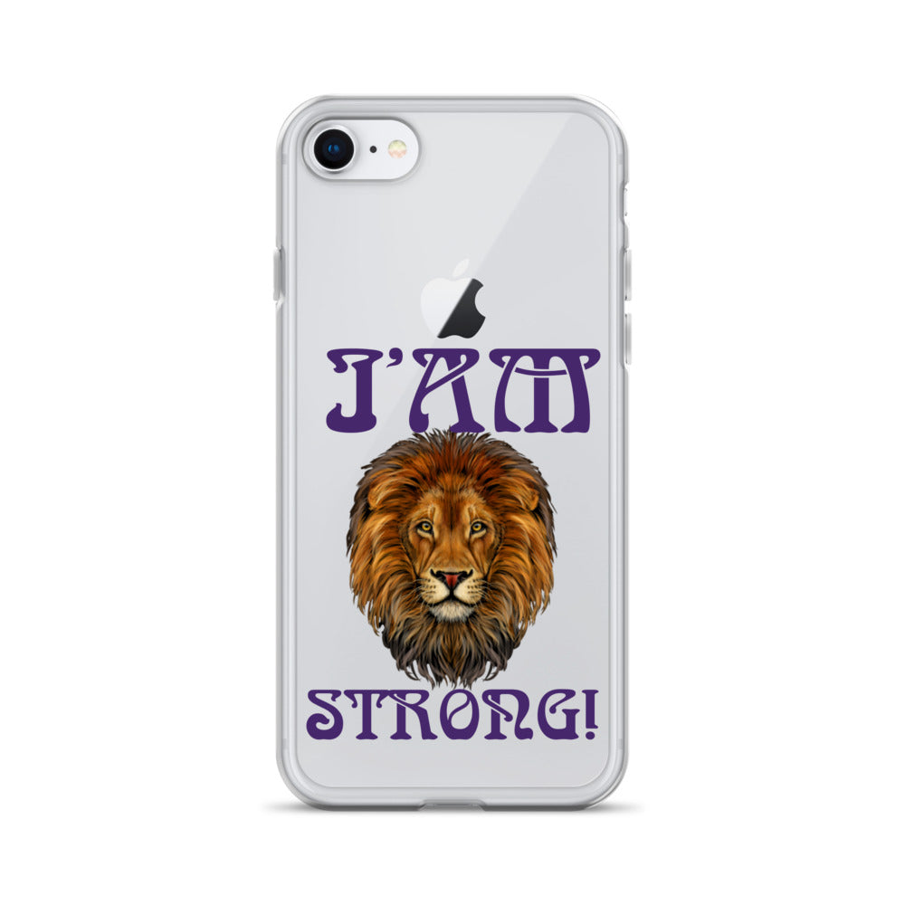 “I’AM STRONG!”Clear Case for iPhone® W/Purple Font