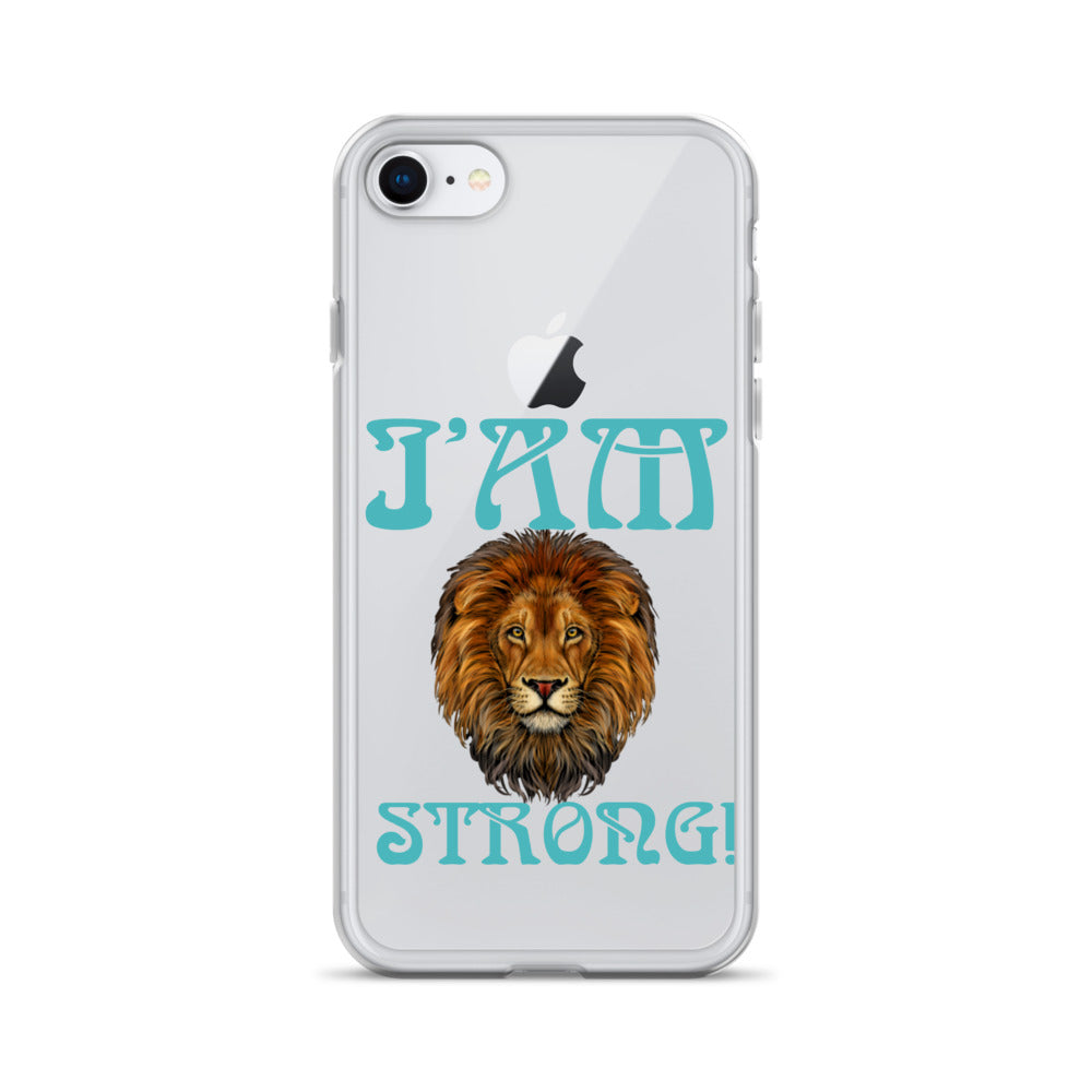 “I’AM STRONG!”Clear Case for iPhone® W/Mint Font