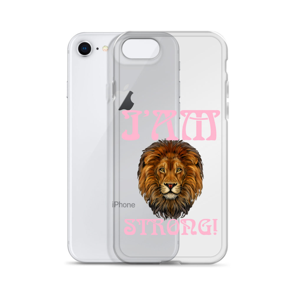 “I’AM STRONG!”Clear Case for iPhone® W/Cotton Candy Font