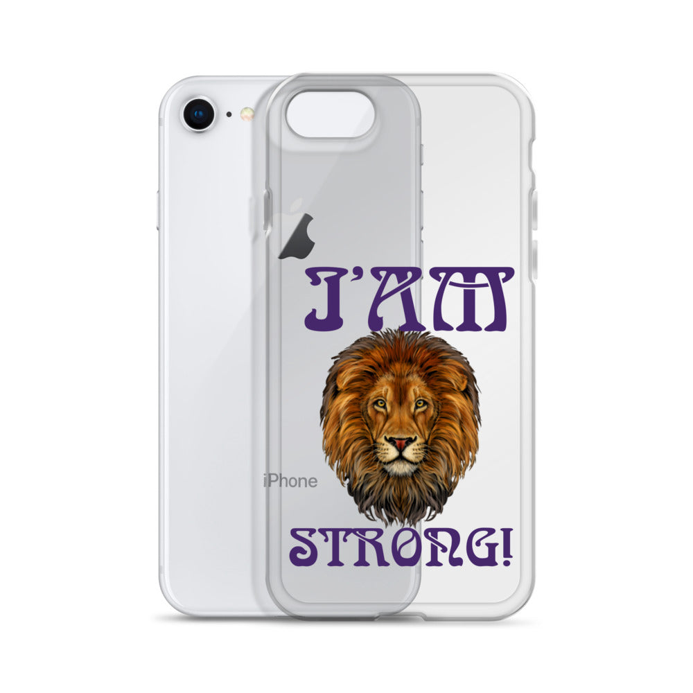 “I’AM STRONG!”Clear Case for iPhone® W/Purple Font