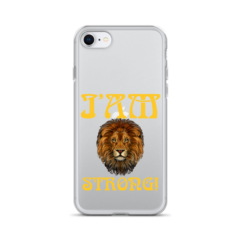 “I’AM STRONG!”Clear Case for iPhone® W/Yellow Font