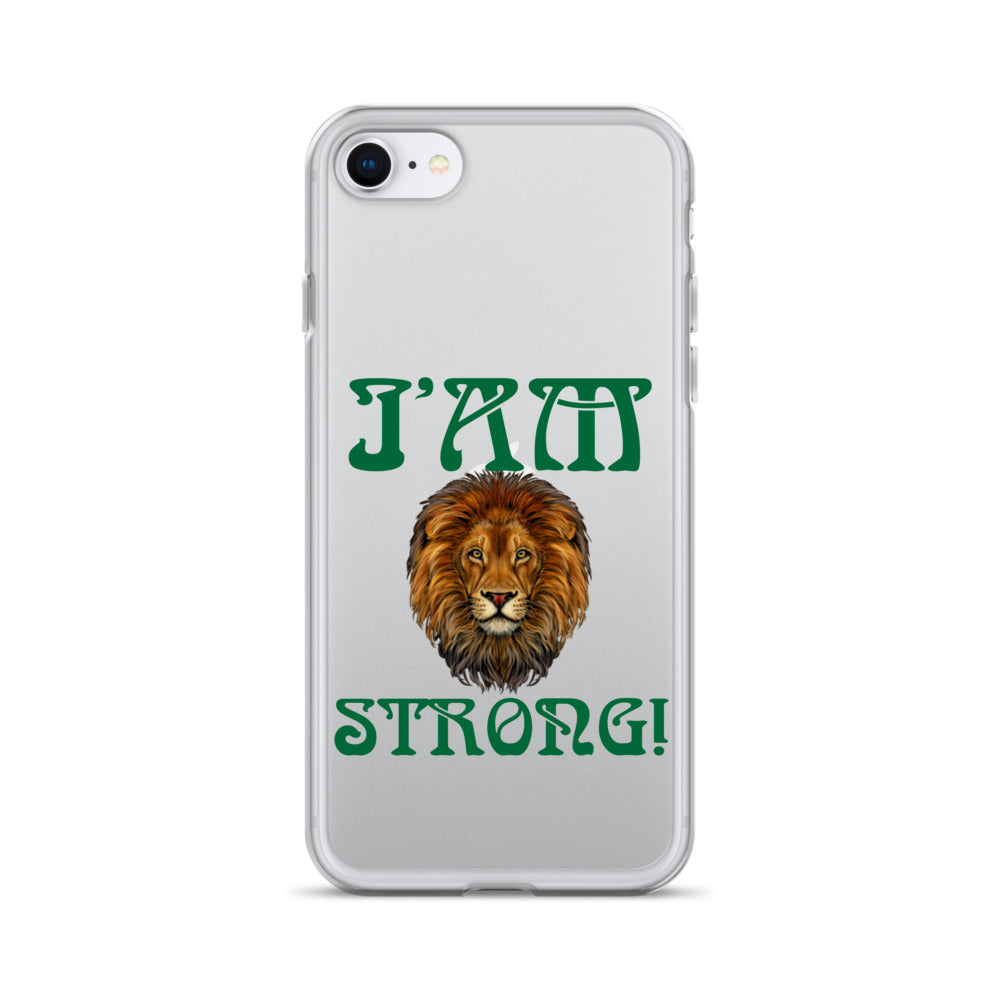 “I’AM STRONG!”Clear Case for iPhone® W/Green Font