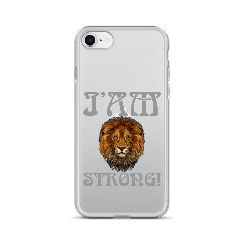 “I’AM STRONG!”Clear Case for iPhone® W/Grey Font