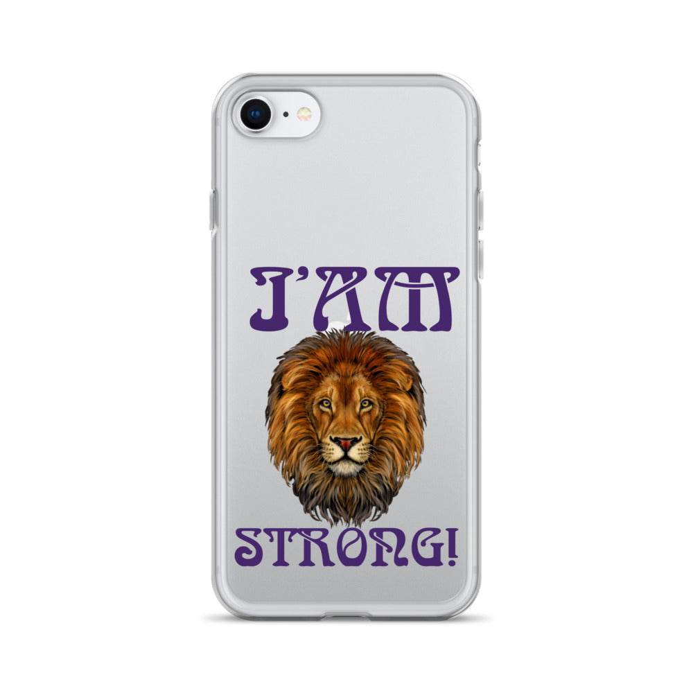 “I’AM STRONG!”Clear Case for iPhone® W/Purple Font