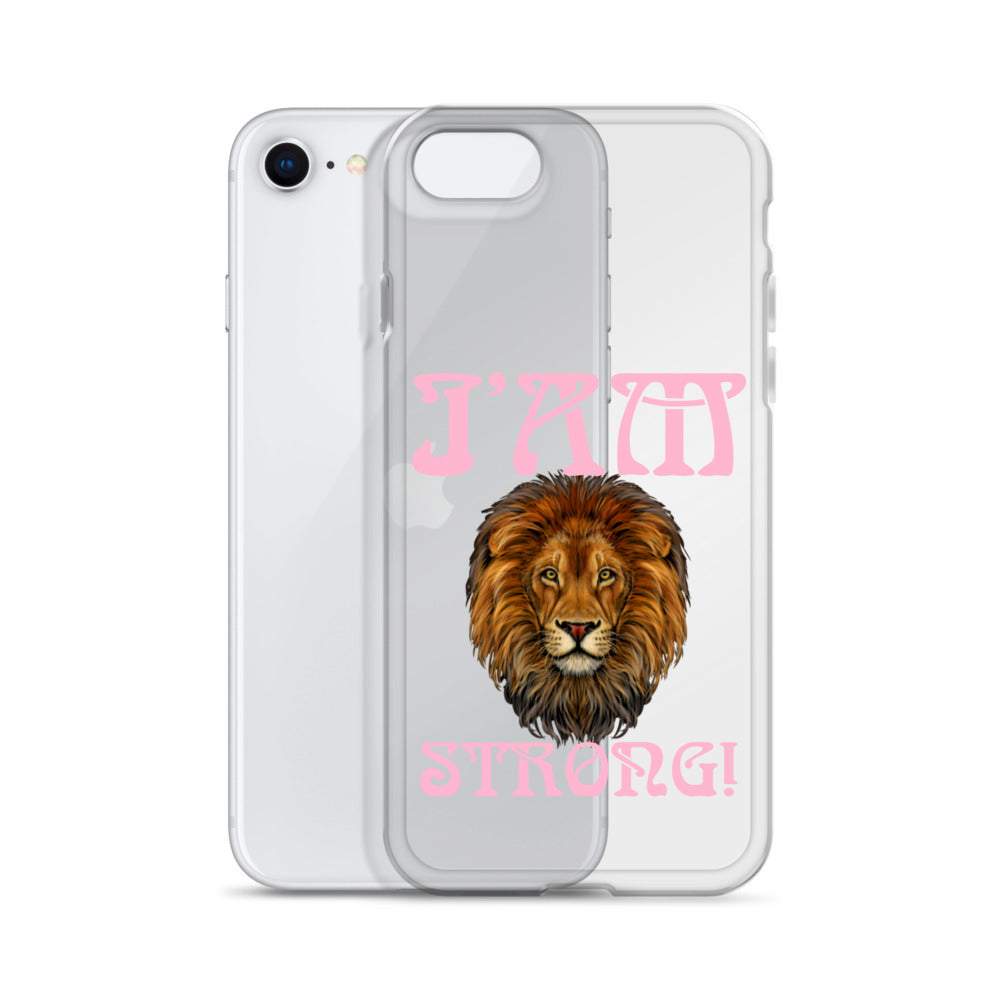 “I’AM STRONG!”Clear Case for iPhone® W/Cotton Candy Font