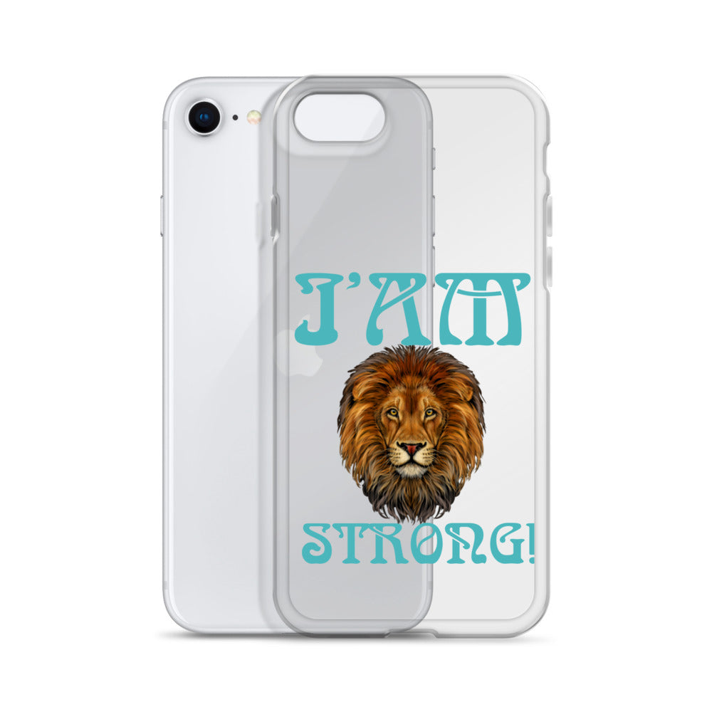 “I’AM STRONG!”Clear Case for iPhone® W/Mint Font