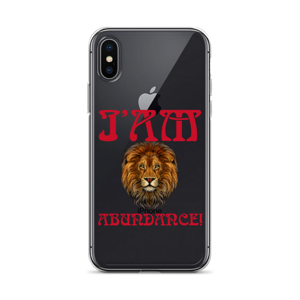 “I’AM ABUNDANCE!”Clear Case for iPhone® W/Red Font