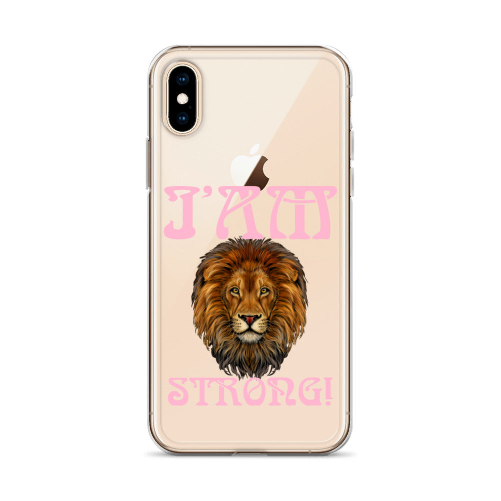 “I’AM STRONG!”Clear Case for iPhone® W/Cotton Candy Font