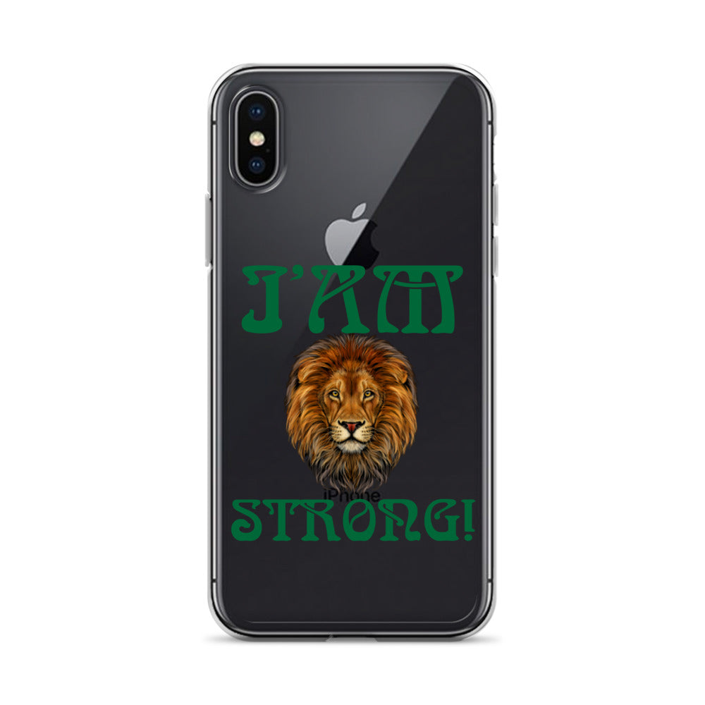 “I’AM STRONG!”Clear Case for iPhone® W/Green Font